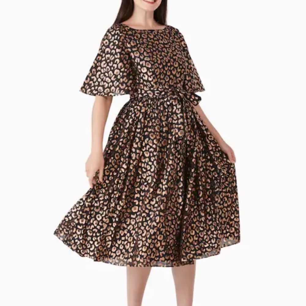 NWT Kate Spade graphic leopard midi dress